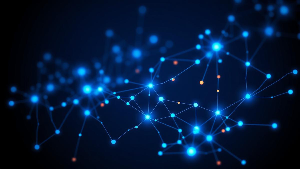 Abstract glowing network of blue nodes representing AI-assisted candidate matching
