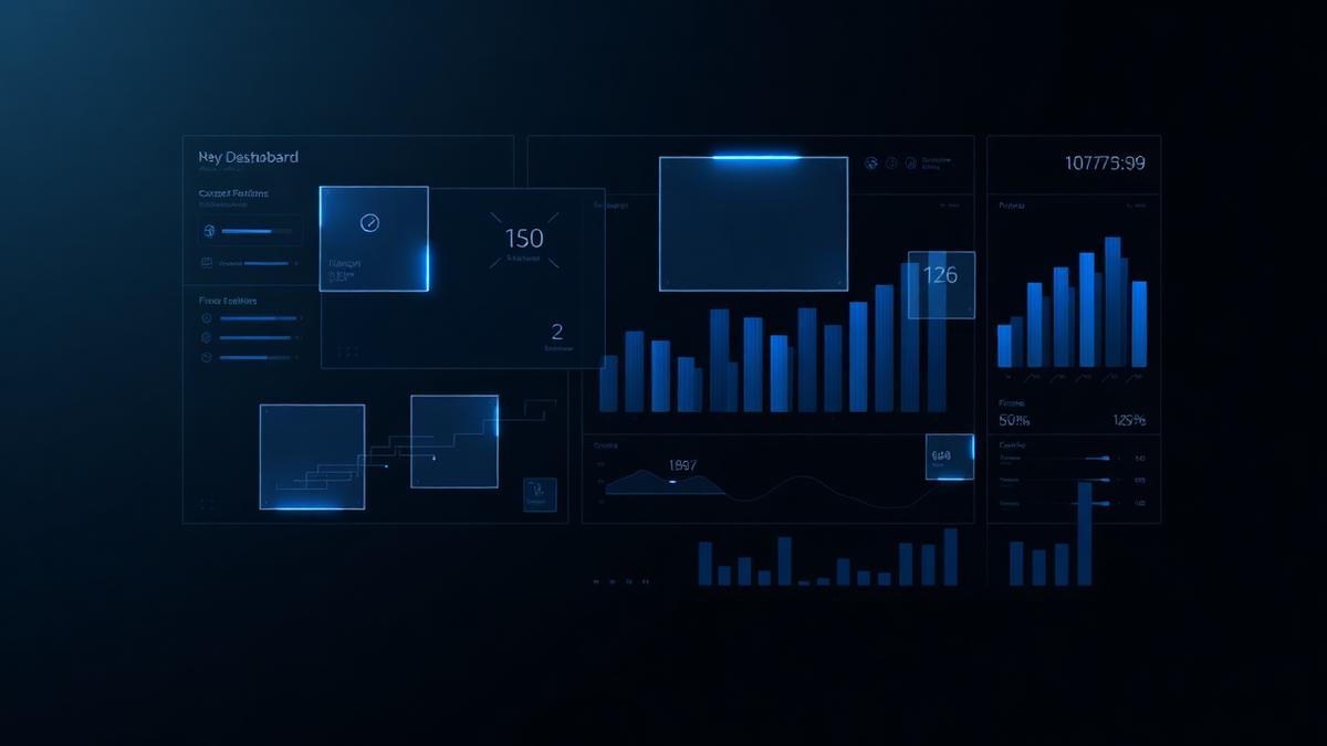 Abstract glassmorphic dashboard panels representing a submission-centric applicant tracking system